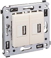 Розетка USB тип А+А без рамки DKC Avanti 2-м. 2100мА ванильная дымка картинка